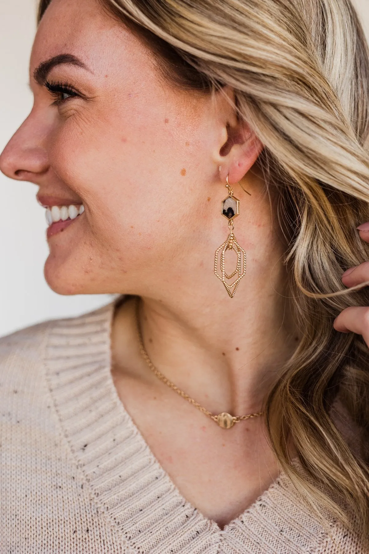 Fashion Icon Tiered Earrings- Gold