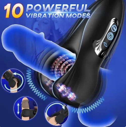 First-Ever Dual-Head Bite Male Dual Vibrating Bite Trainer Delay Training Masturbator Erection Booster 10 Fitted Bite Modes & 10 Powerful Vibration Modes