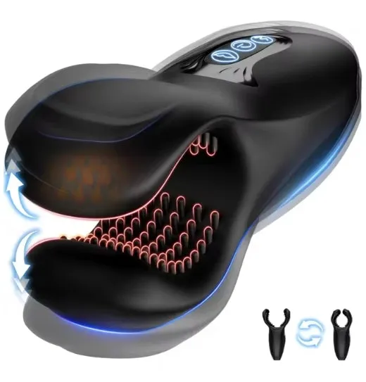 First-Ever Dual-Head Bite Male Dual Vibrating Bite Trainer Delay Training Masturbator Erection Booster 10 Fitted Bite Modes & 10 Powerful Vibration Modes