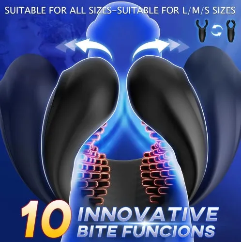 First-Ever Dual-Head Bite Male Dual Vibrating Bite Trainer Delay Training Masturbator Erection Booster 10 Fitted Bite Modes & 10 Powerful Vibration Modes