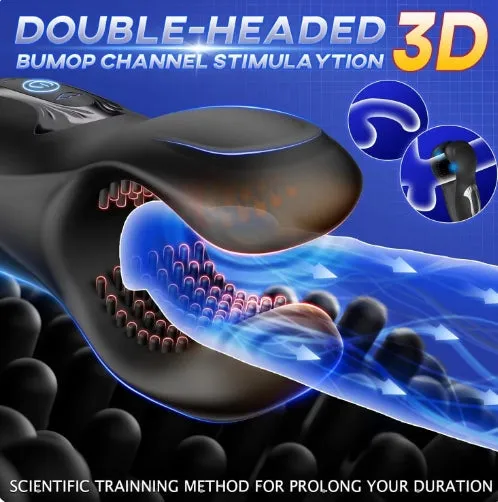 First-Ever Dual-Head Bite Male Dual Vibrating Bite Trainer Delay Training Masturbator Erection Booster 10 Fitted Bite Modes & 10 Powerful Vibration Modes