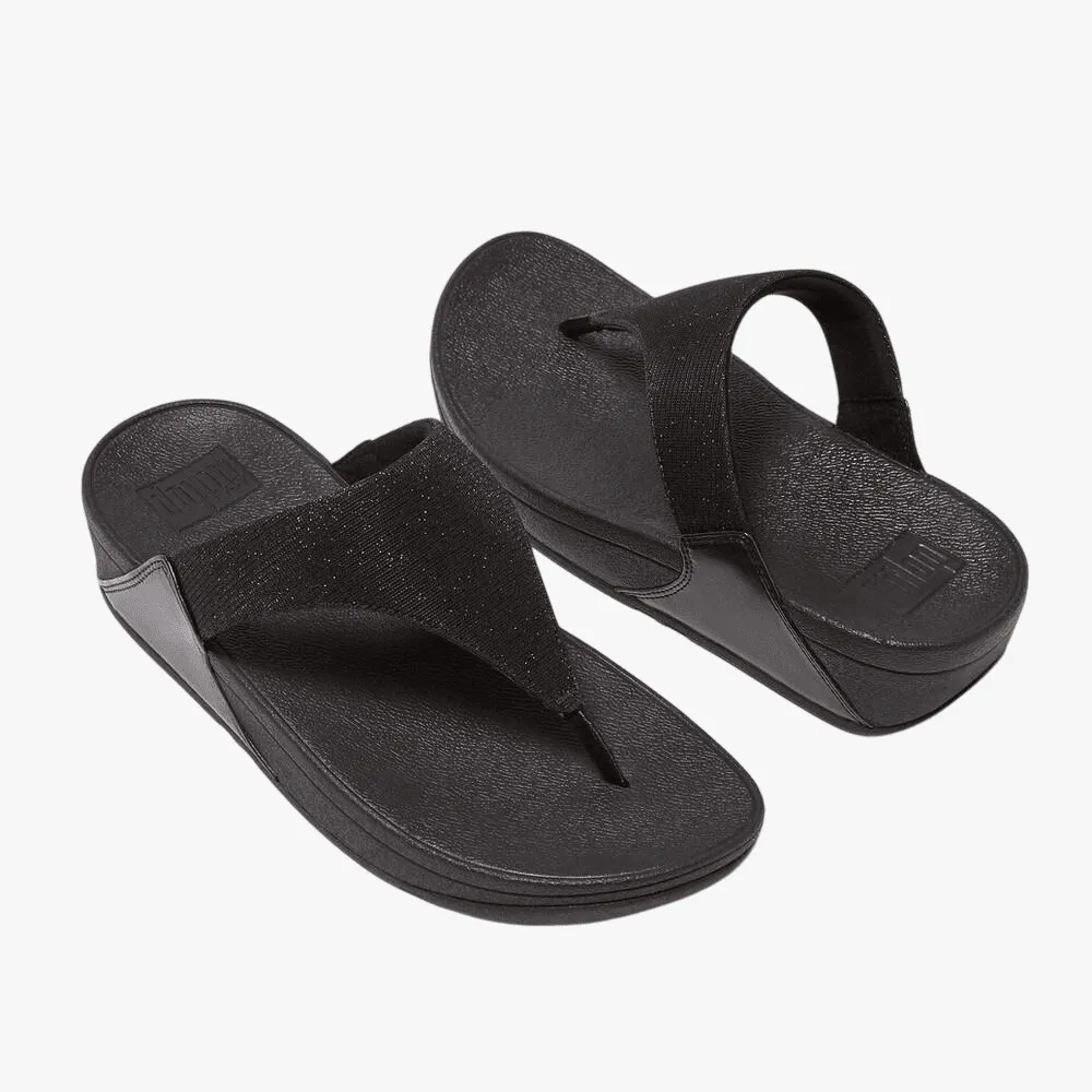 Fit Flop Womens Lulu Shimmerlux Wedge Sandal All Black