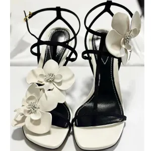 Flower Luxury Designer High Heels Women Fashion Sandals Female Slingback Sandals Women Brand Party Dress Shoes Pumps