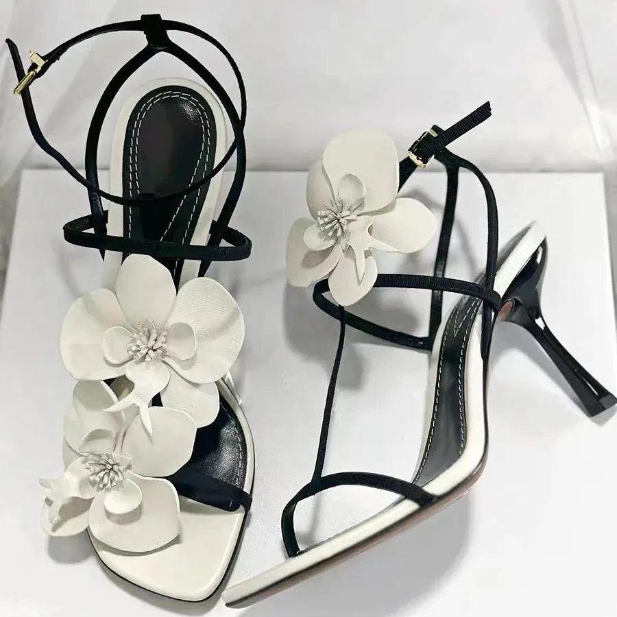 Flower Luxury Designer High Heels Women Fashion Sandals Female Slingback Sandals Women Brand Party Dress Shoes Pumps
