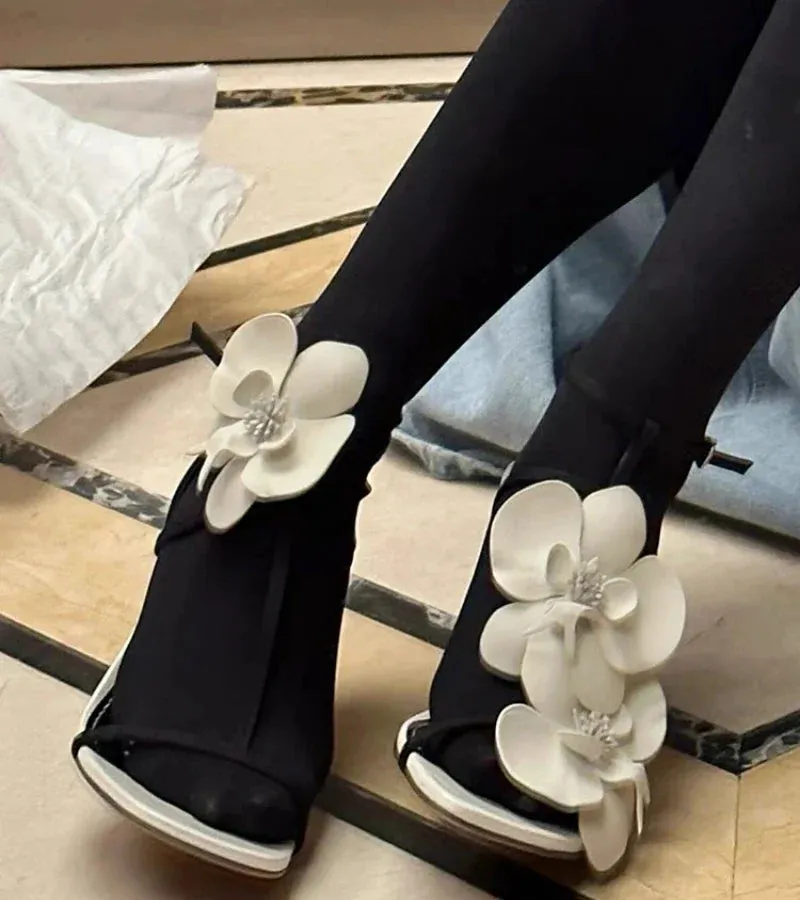 Flower Luxury Designer High Heels Women Fashion Sandals Female Slingback Sandals Women Brand Party Dress Shoes Pumps