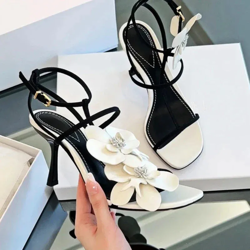 Flower Luxury Designer High Heels Women Fashion Sandals Female Slingback Sandals Women Brand Party Dress Shoes Pumps