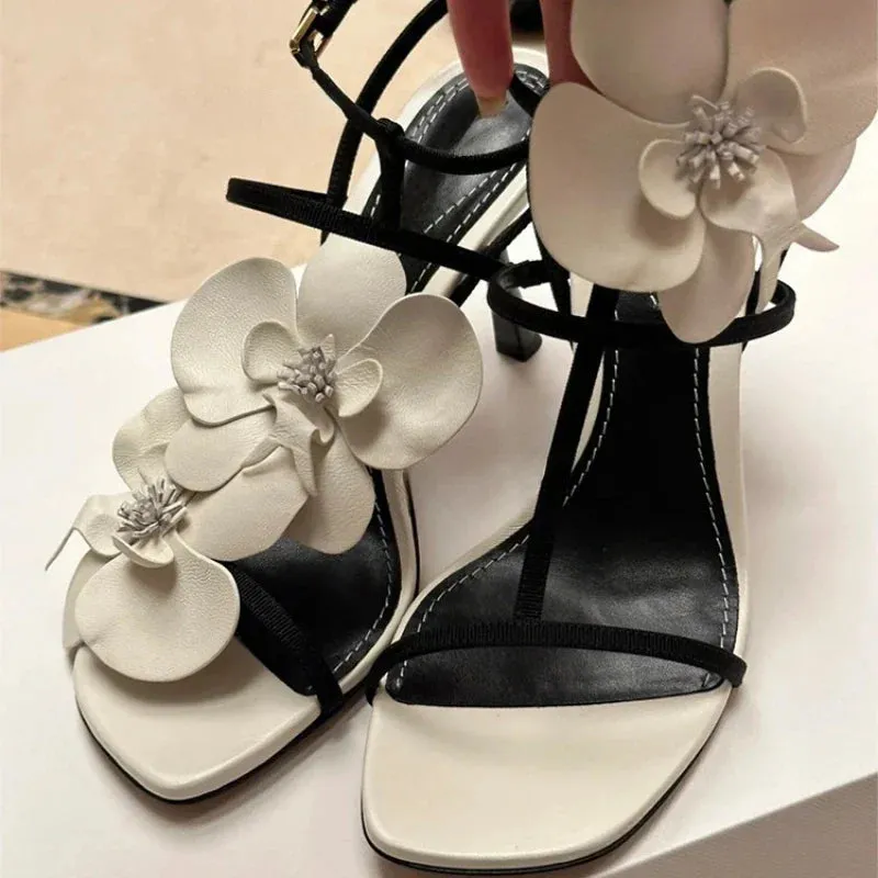 Flower Luxury Designer High Heels Women Fashion Sandals Female Slingback Sandals Women Brand Party Dress Shoes Pumps