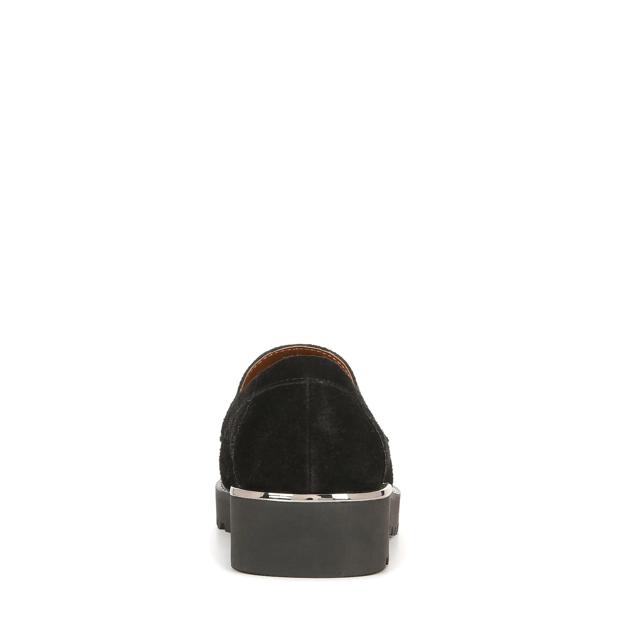 Franco Sarto Womens Carolynn Lug Sole Loafer with Tassel Detail , Black Suede, 10 M