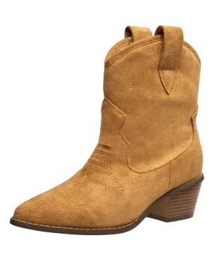 French Connection Carrie Women's Modern Western Cowboy Boots with Pull-Up Tabs in Cognac Size 9