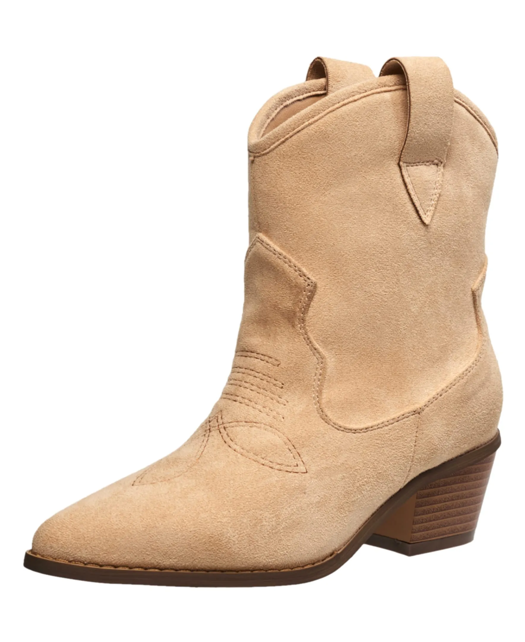 French Connection Carrie Women's Modern Western Cowboy Boots with Pull-Up Tabs in Taupe Size 9