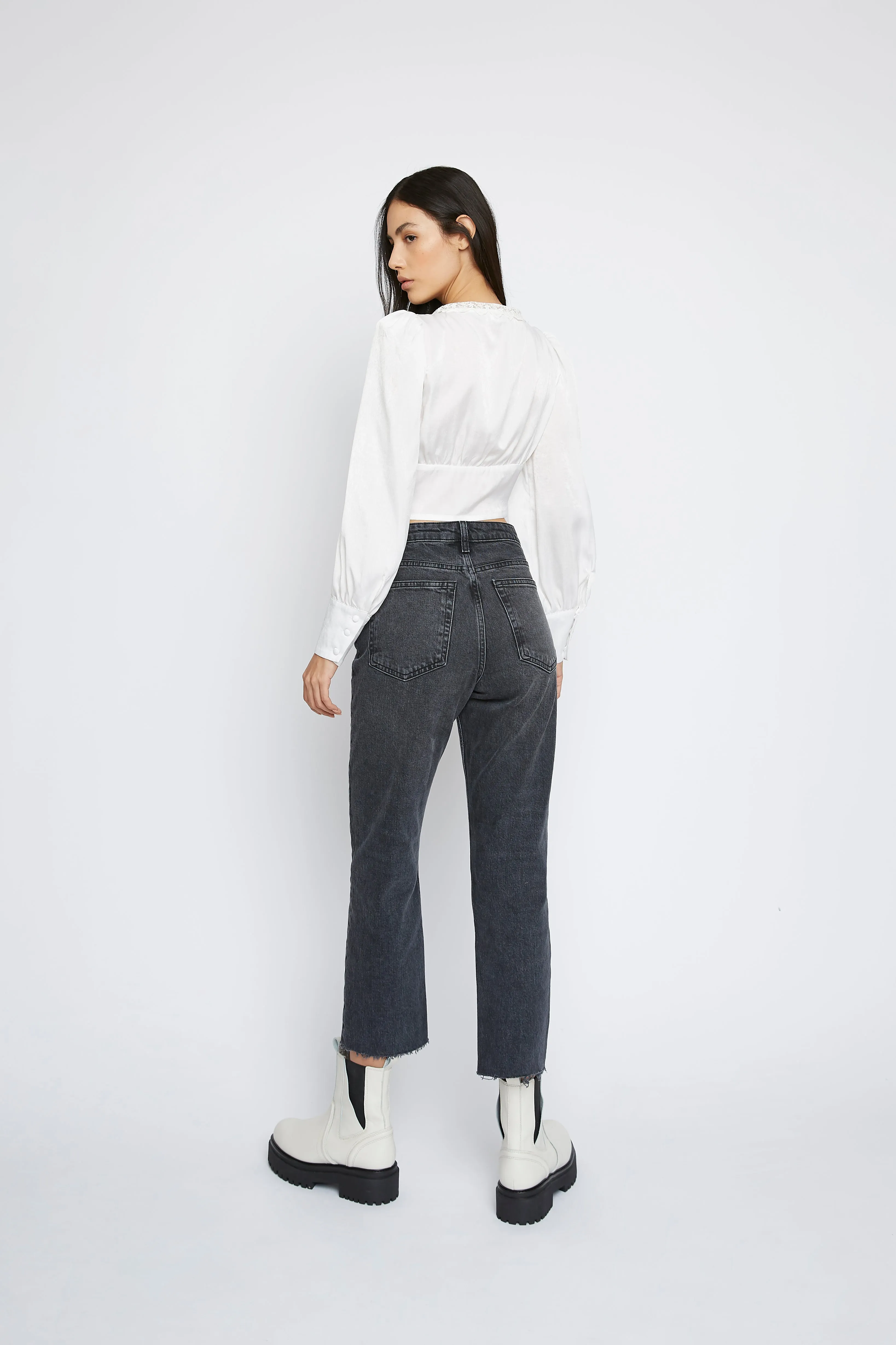 Glamorous White V- Neck Button Front Blouse
