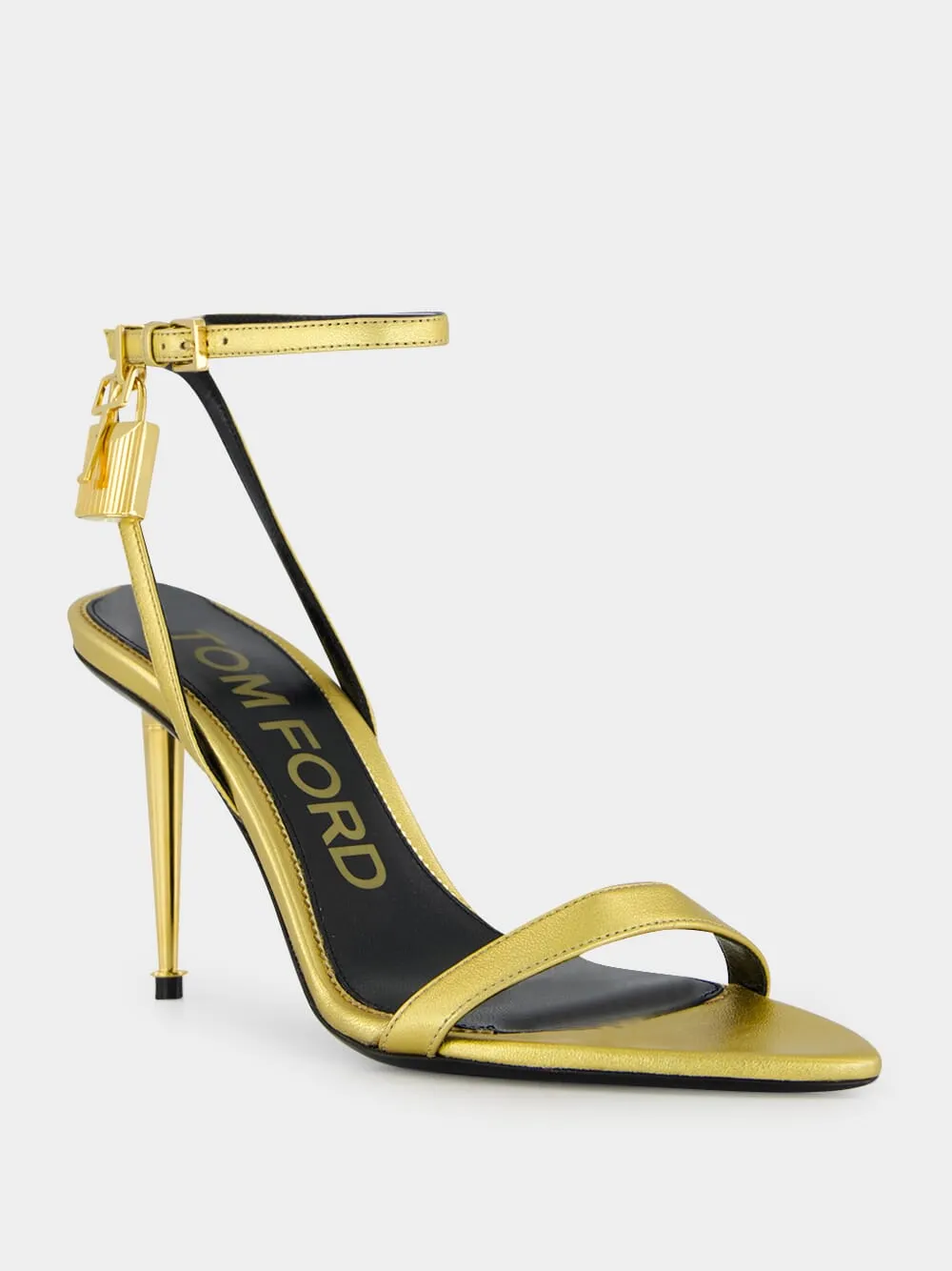 Gold Laminated Padlock Naked Sandal