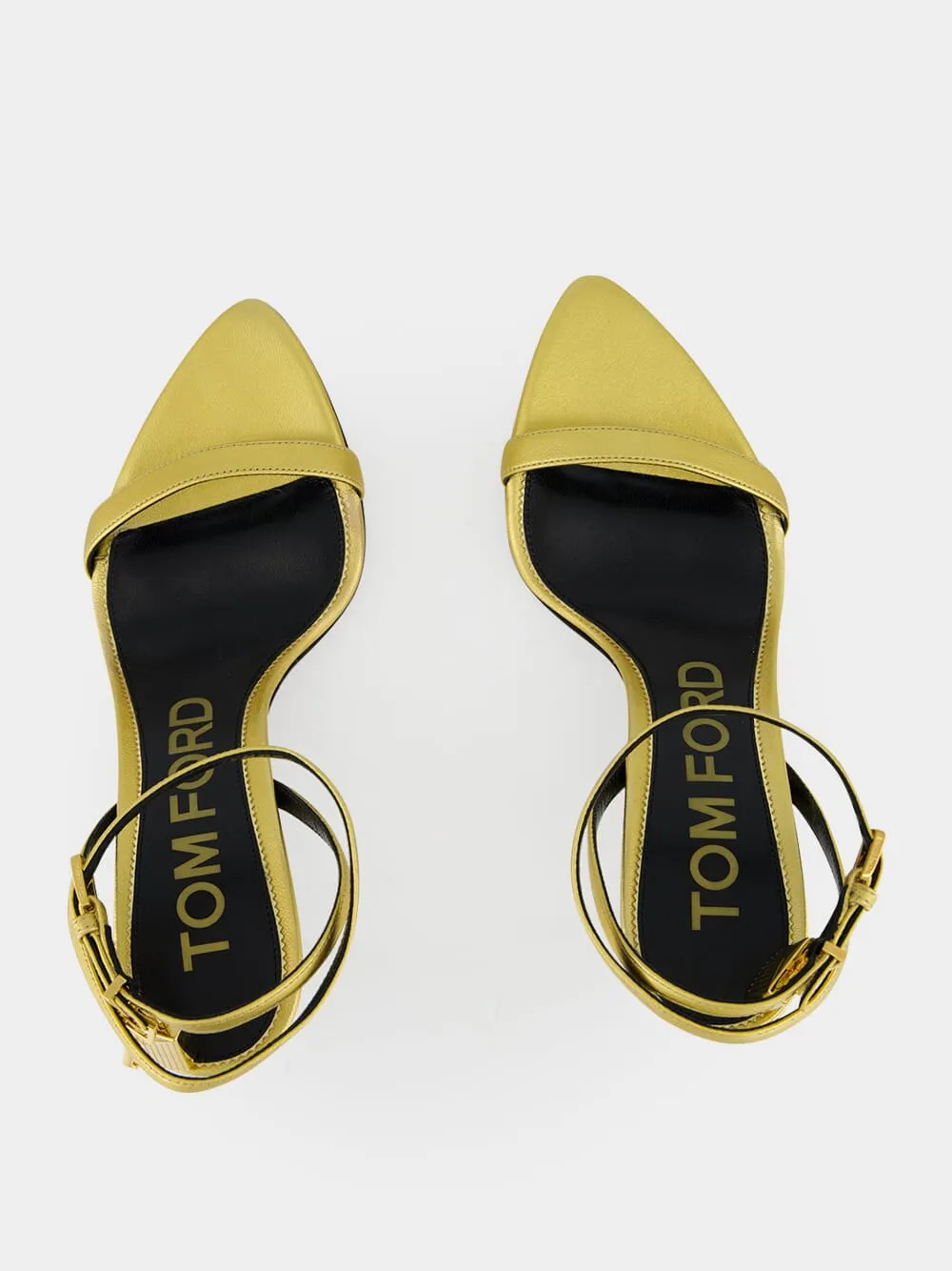 Gold Laminated Padlock Naked Sandal