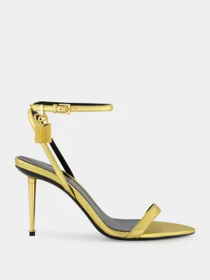 Gold Laminated Padlock Naked Sandal
