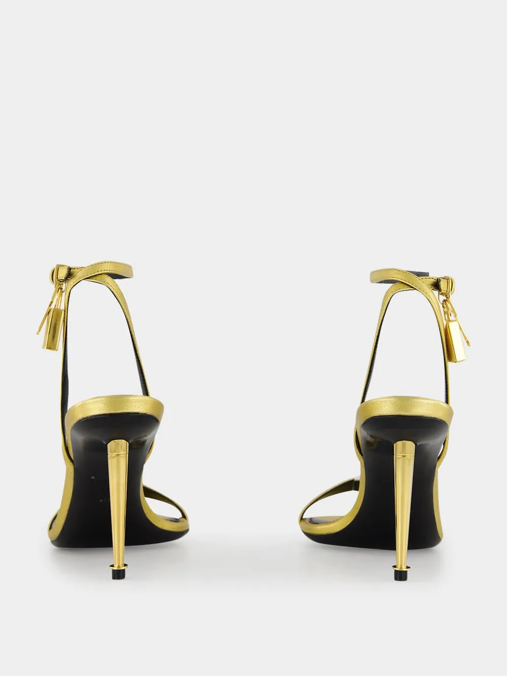 Gold Laminated Padlock Naked Sandal