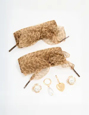 Gold Leopard Print Laces & Classic Shoe Charms Pack