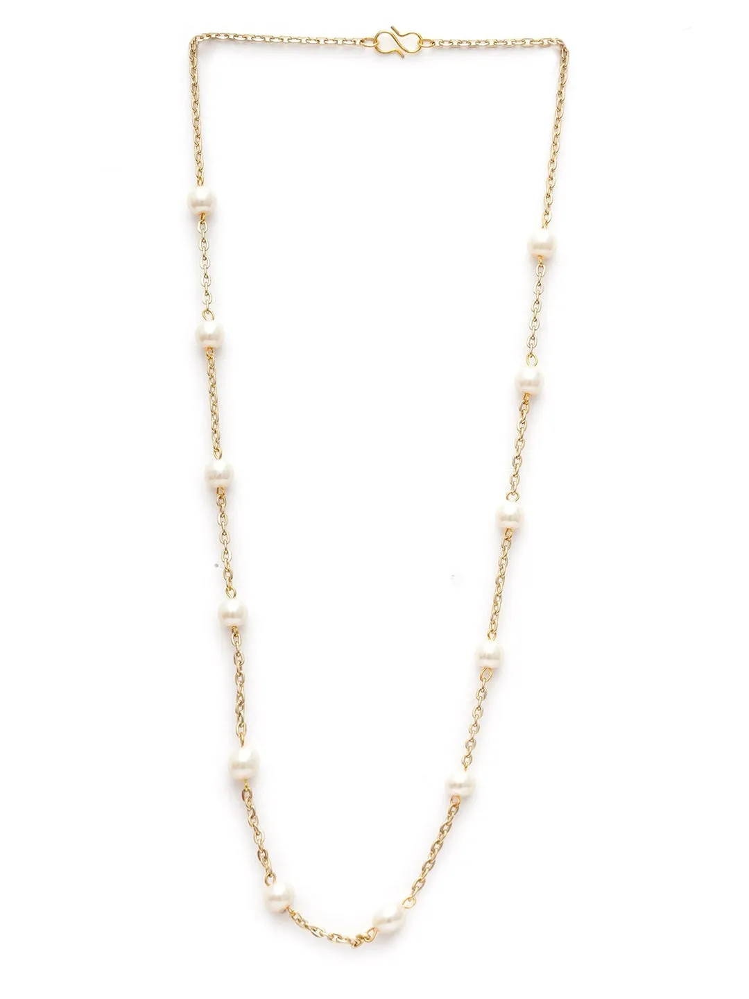 Gold Plated & White Pearl Handcrafted Ranihaar Necklace
