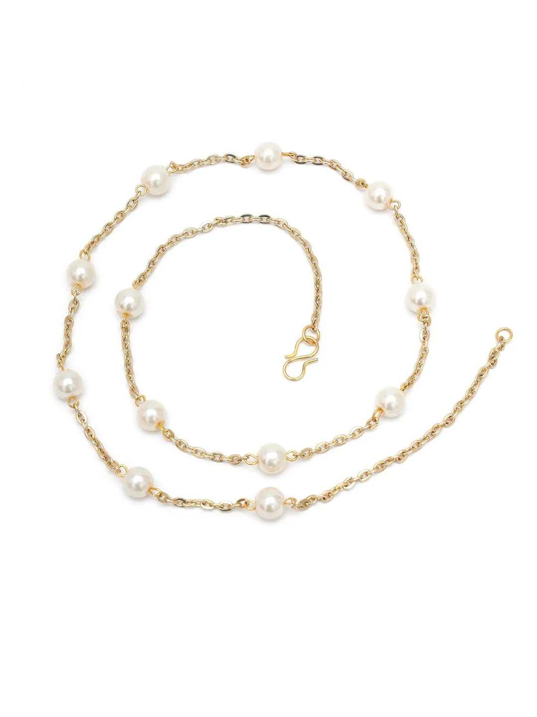 Gold Plated & White Pearl Handcrafted Ranihaar Necklace