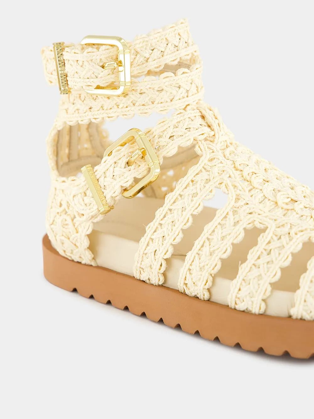 Goldie Gladiator Flat Sandals in Powder