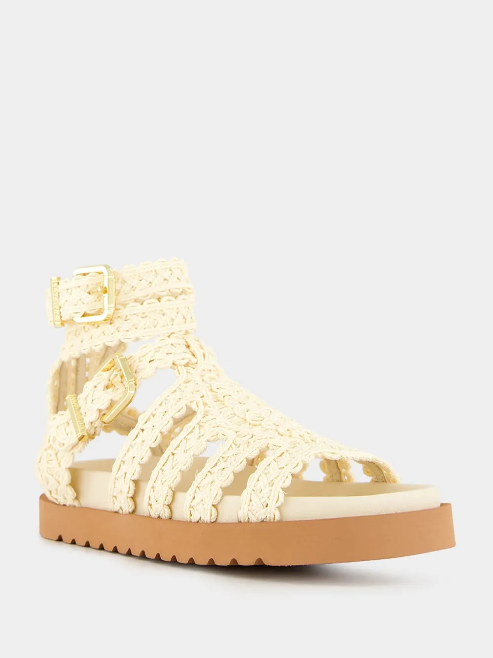 Goldie Gladiator Flat Sandals in Powder