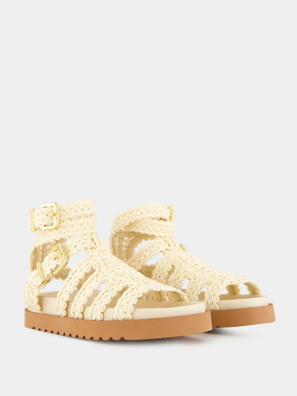 Goldie Gladiator Flat Sandals in Powder