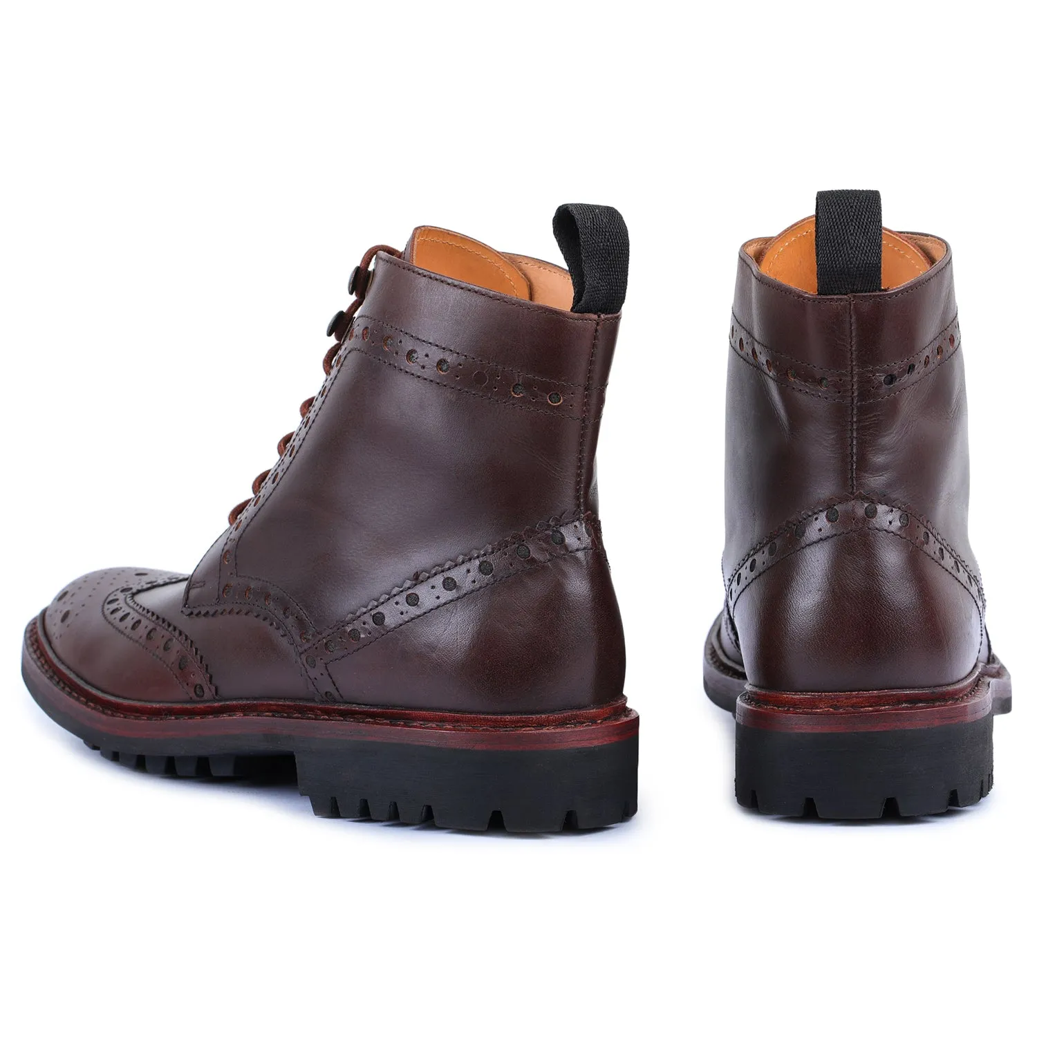 Goodyear Welted Wingtip Brogue lace Up Boot- Brown