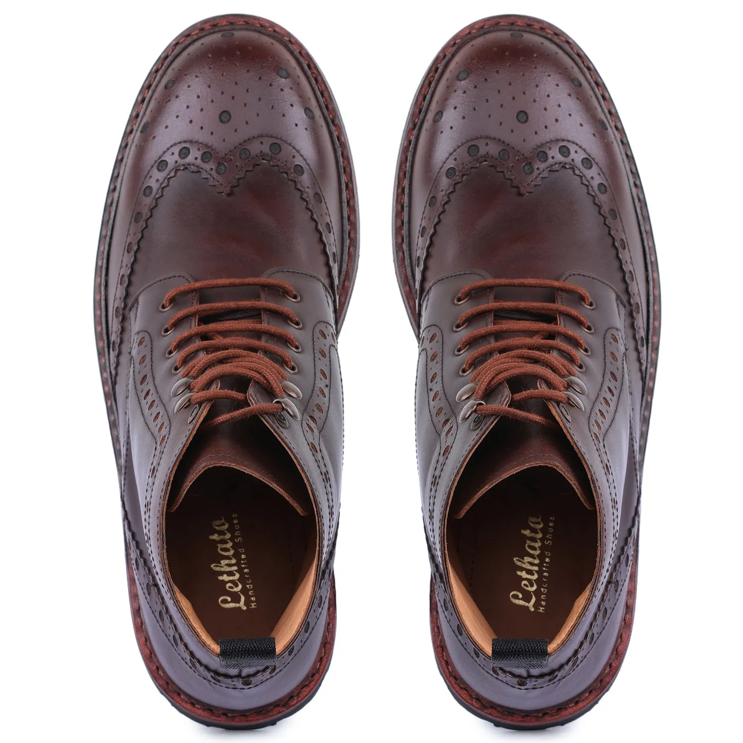 Goodyear Welted Wingtip Brogue lace Up Boot- Brown