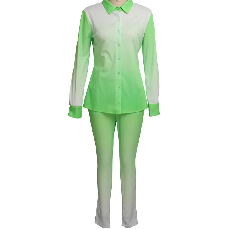 Gradient Color Pocket Design Two Piece Set
