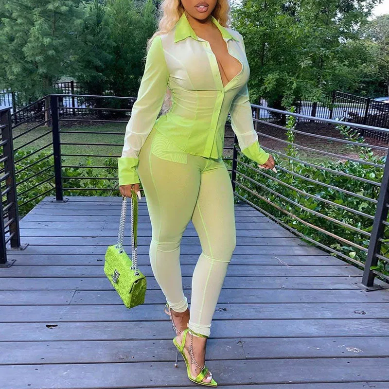 Gradient Color Pocket Design Two Piece Set