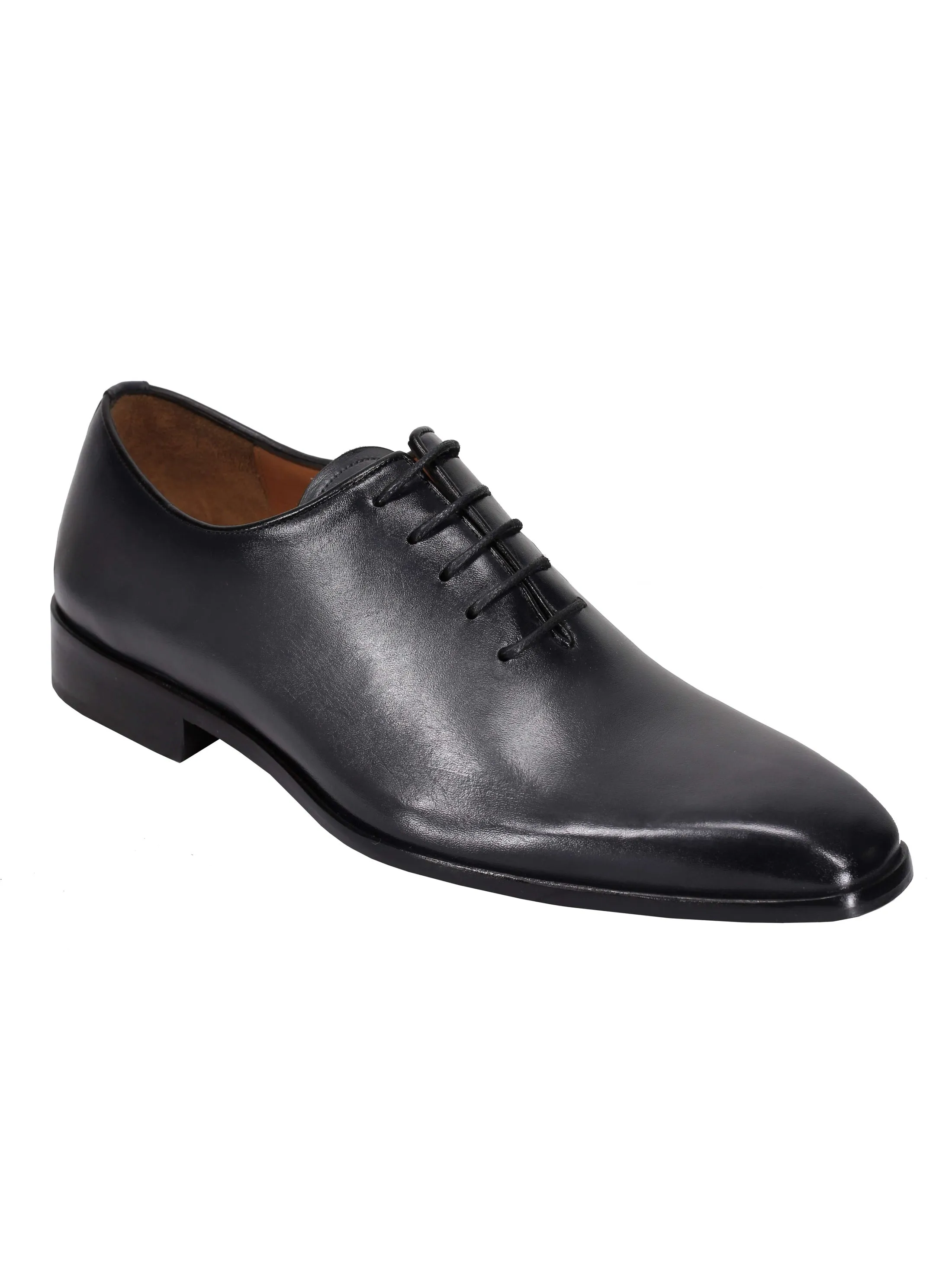GREY CALF LEATHER WHOLECUT OXFORD LACE UP SHOES