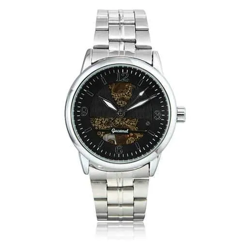 Gucamel GT01 Skeleton Stainless Steel Band Mechanical Men Watch