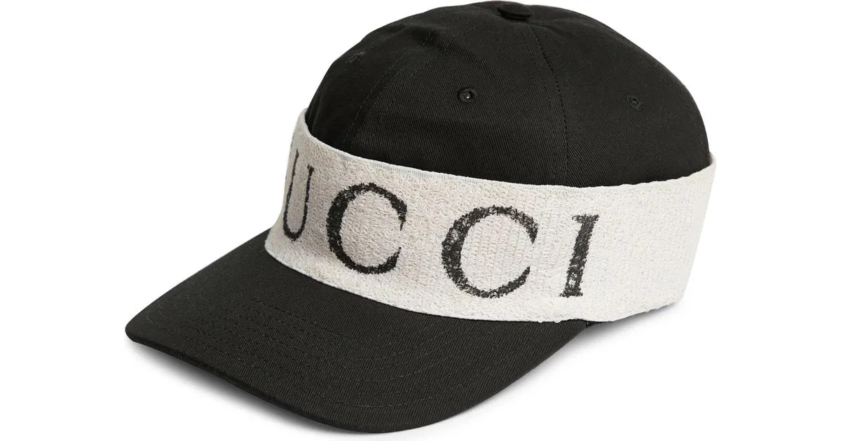 Gucci Canvas Baseball Hat with LOGO Headband in Black