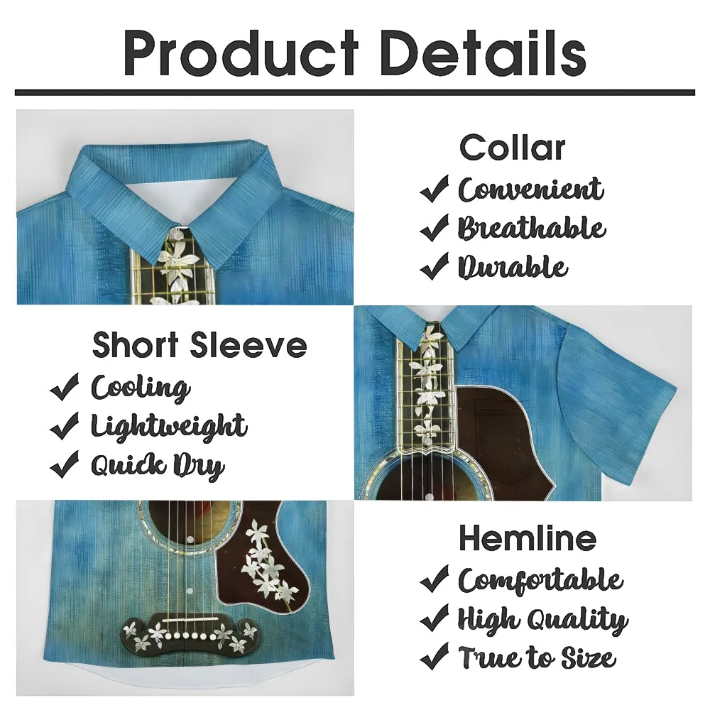 Guitar Printed Casual Short-Sleeved Shirt 2411011780