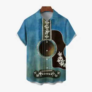 Guitar Printed Casual Short-Sleeved Shirt 2411011780
