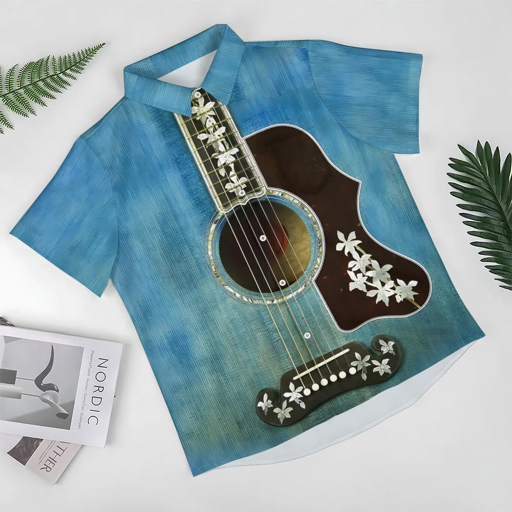Guitar Printed Casual Short-Sleeved Shirt 2411011780