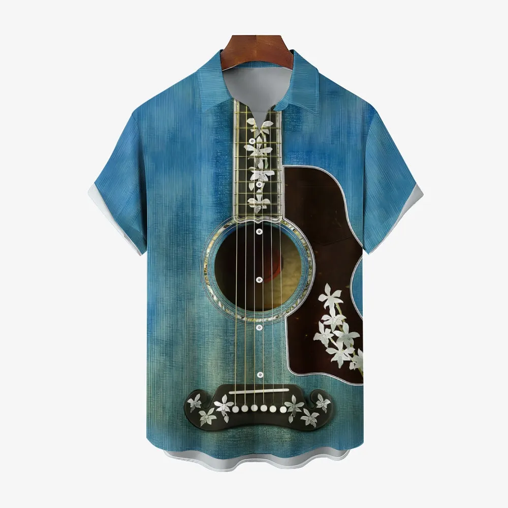 Guitar Printed Casual Short-Sleeved Shirt 2411011780