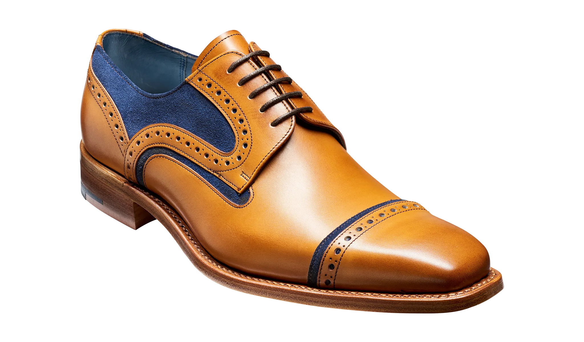 Haig - Cedar Calf / Blue Suede Toe Cap Derby Shoe