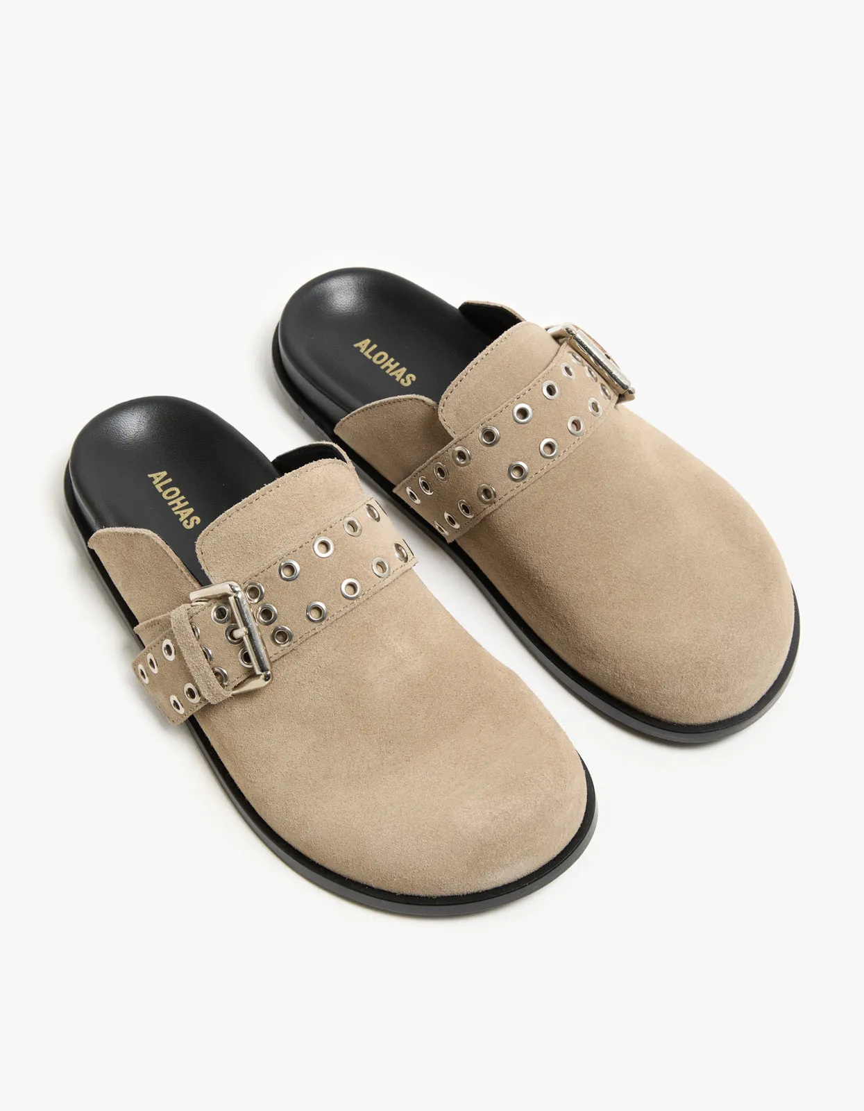 Halia Mules - Beige Leather