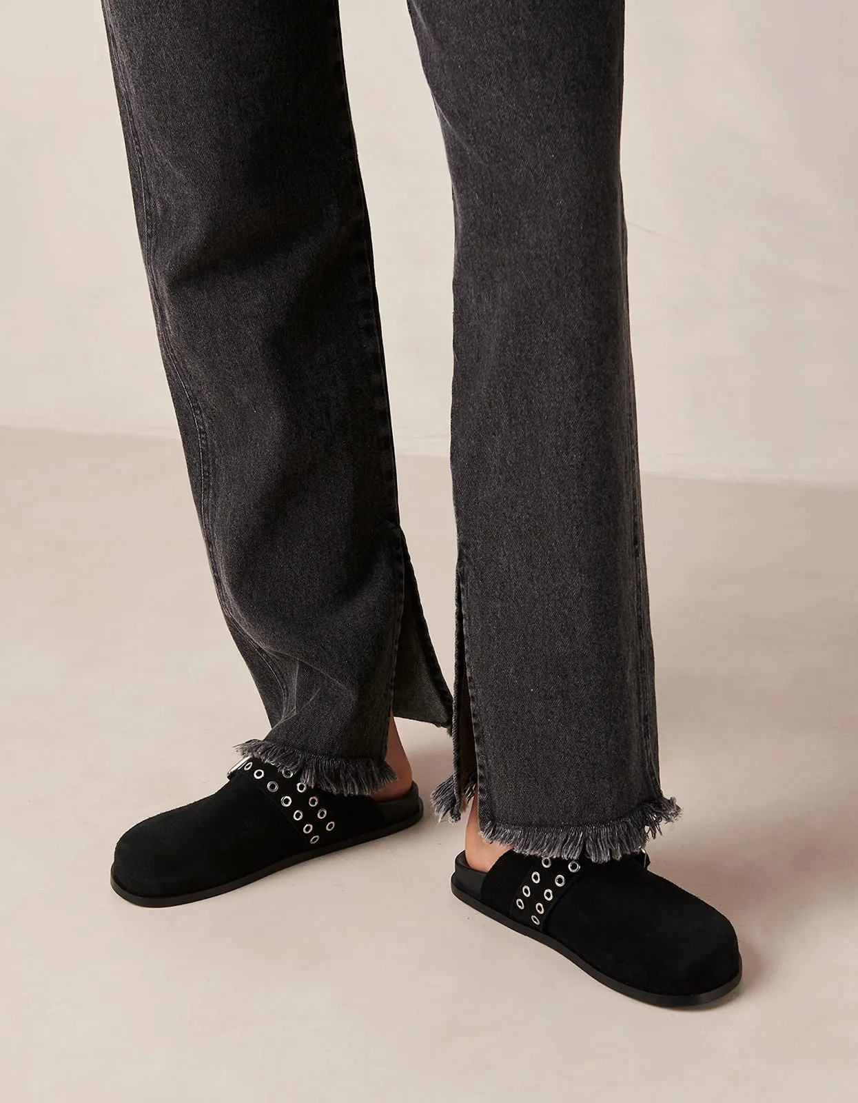 Halia Mules - Black Leather