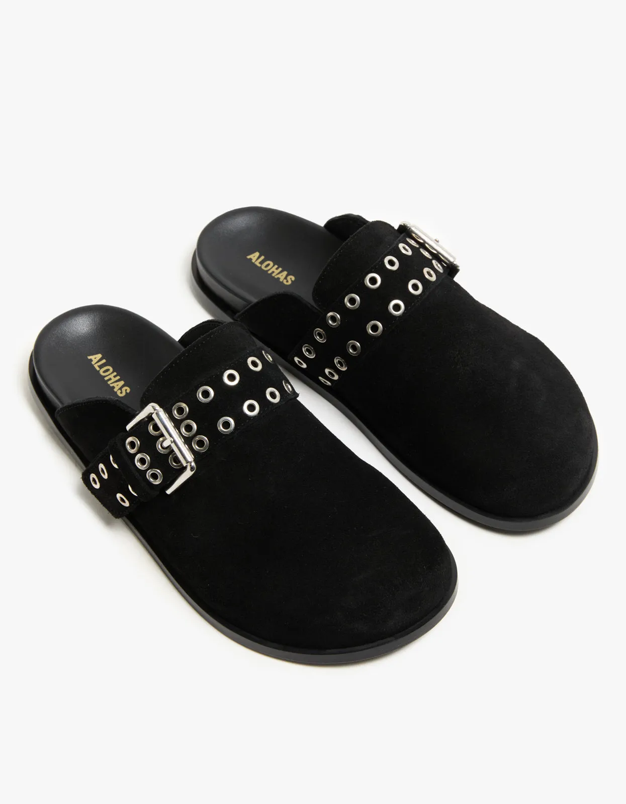 Halia Mules - Black Leather