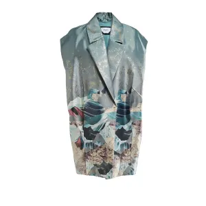 Hanako Kimono Vest - Aqua Green
