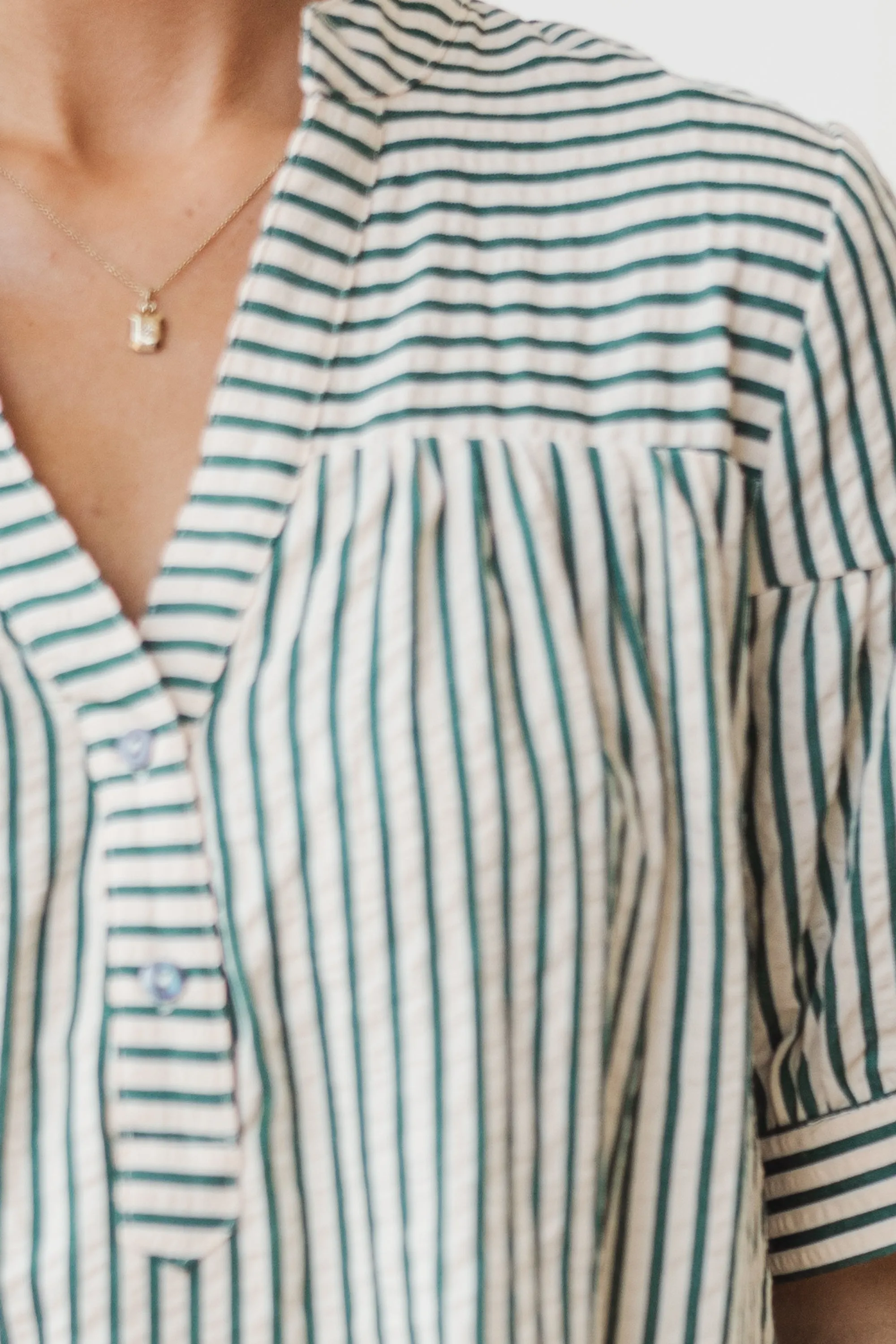 Head Of The Class Hunter Green Striped Dress