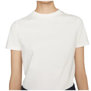 High Round Collar White T-shirt - Organic Cotton - Women
