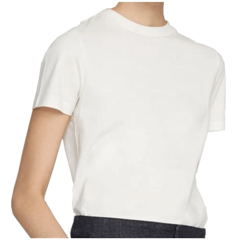 High Round Collar White T-shirt - Organic Cotton - Women
