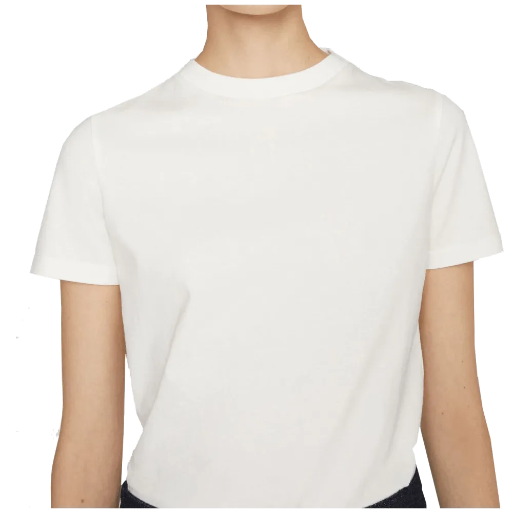High Round Collar White T-shirt - Organic Cotton - Women