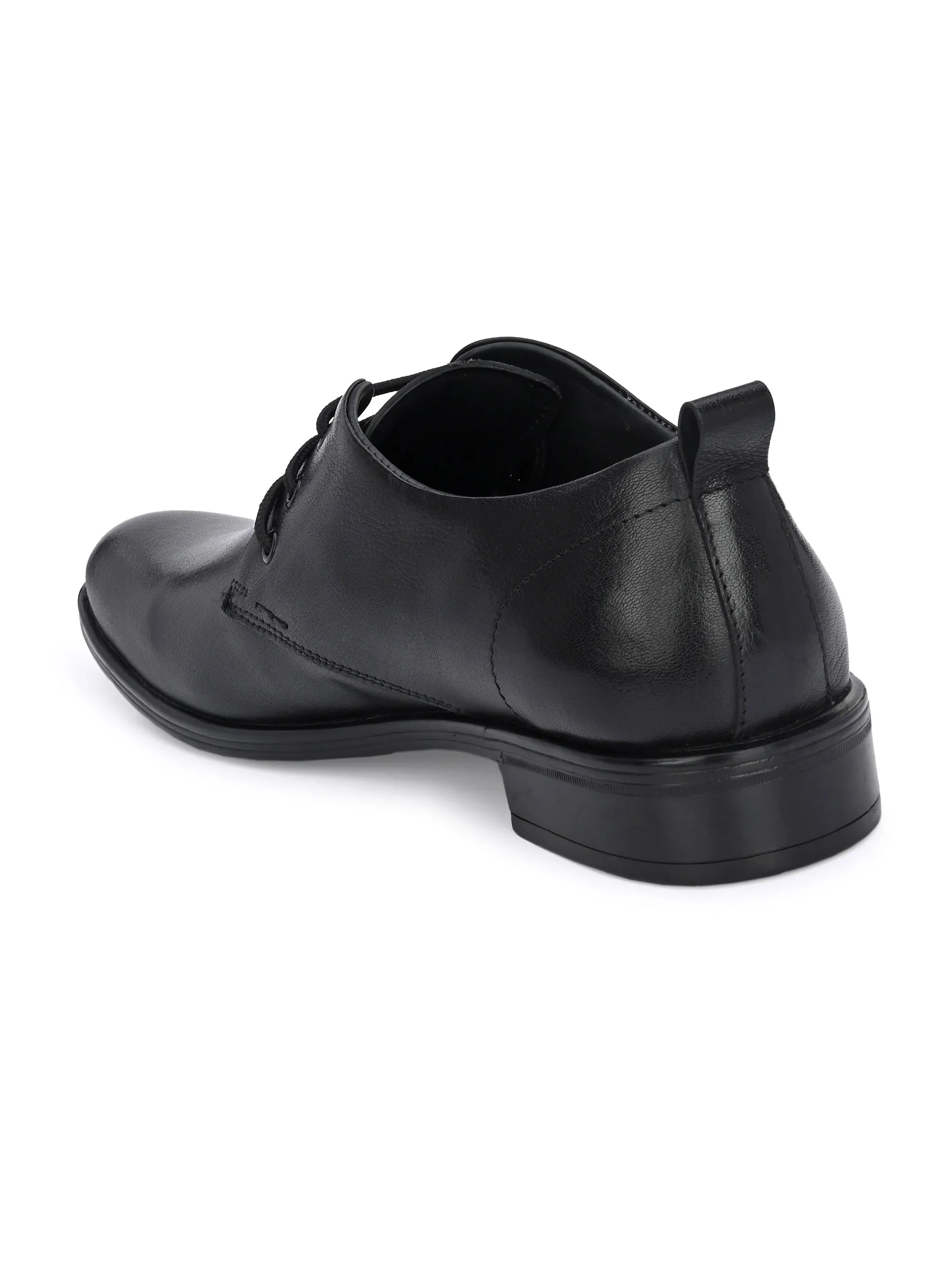 Hitz Men's Black Leather Derby Formal Shoes