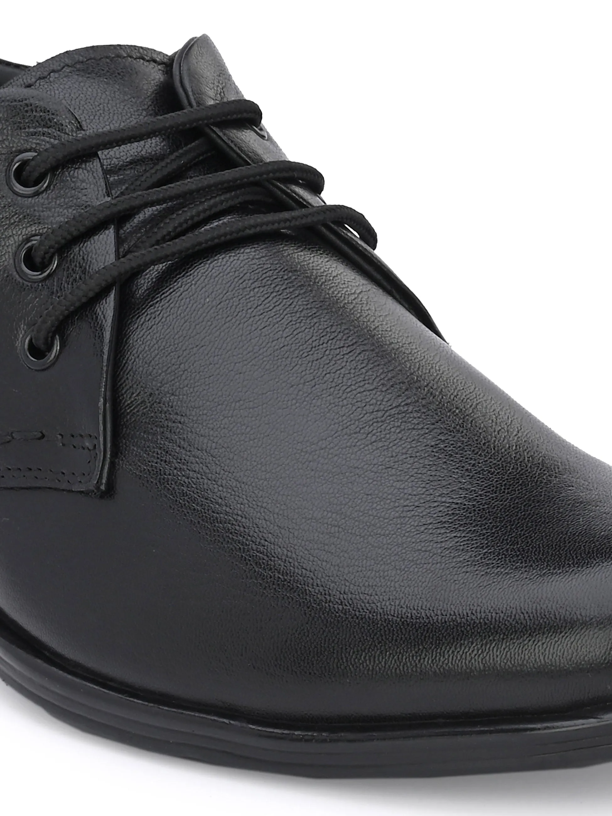 Hitz Men's Black Leather Derby Formal Shoes
