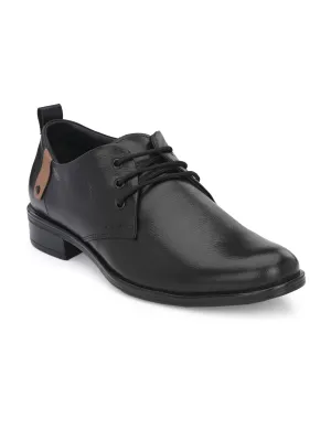 Hitz Men's Black Leather Derby Formal Shoes