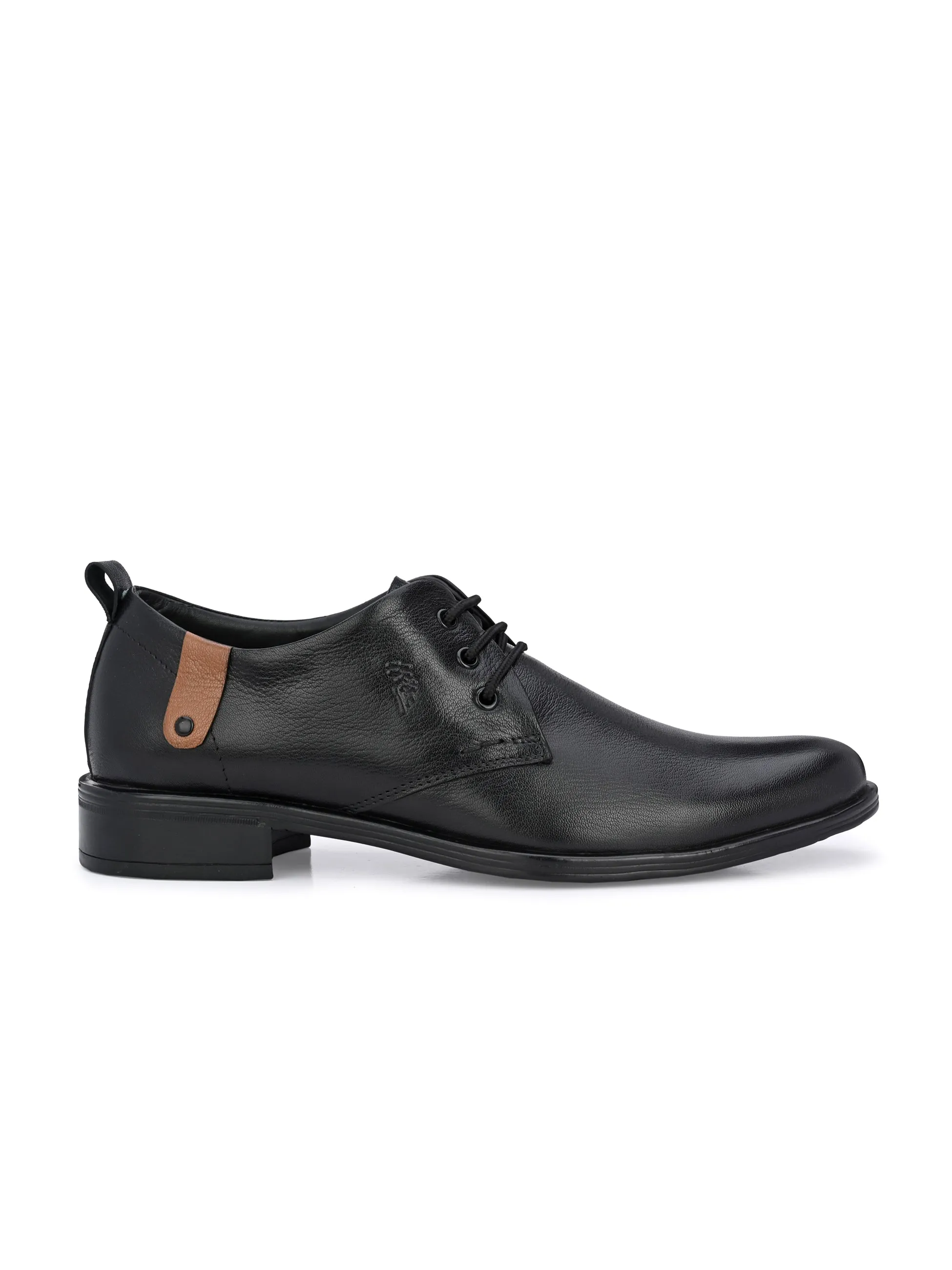 Hitz Men's Black Leather Derby Formal Shoes