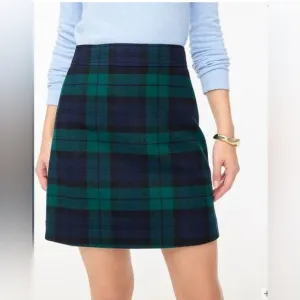 J. Crew Navy Blue and Dark Green A-Line Tartan Skirt Size 10